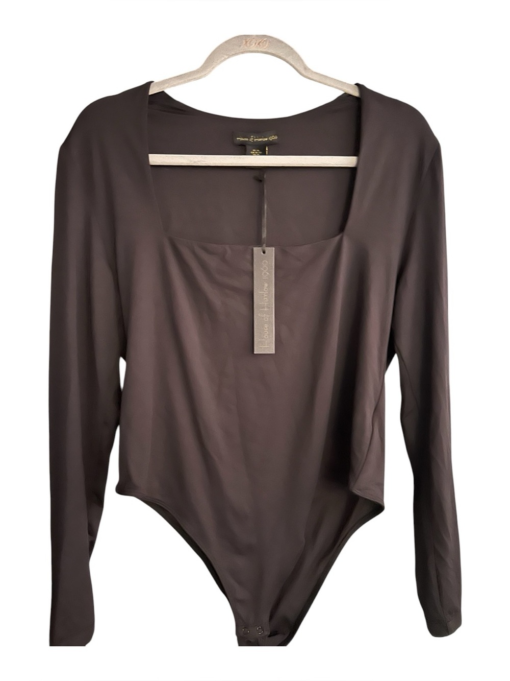 Long Sleeve Square Neck Bodysuit - black